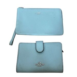 Coach ~ Sky Blue set of 2 ~Wristlet and Wallet ~ please see all photos for wear